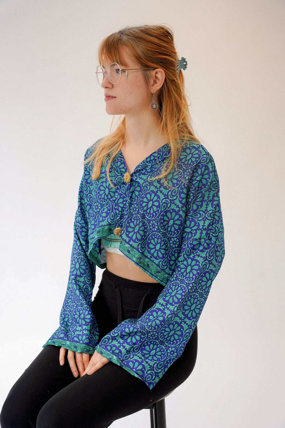Indigo Bloom Wide Sleeve